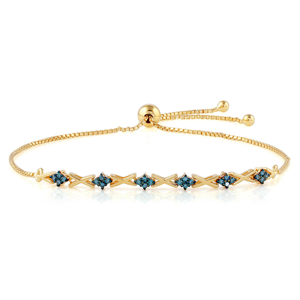 Pulsera de Plata Bañada en Oro con Diamante Azul 1 