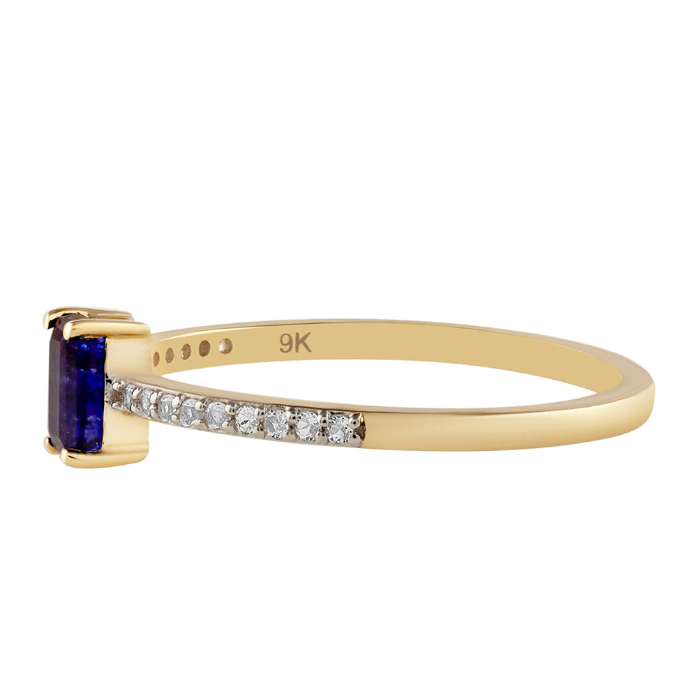 Anillo de Oro 9K con Zafiro de Tailandia y Topacio Blanco