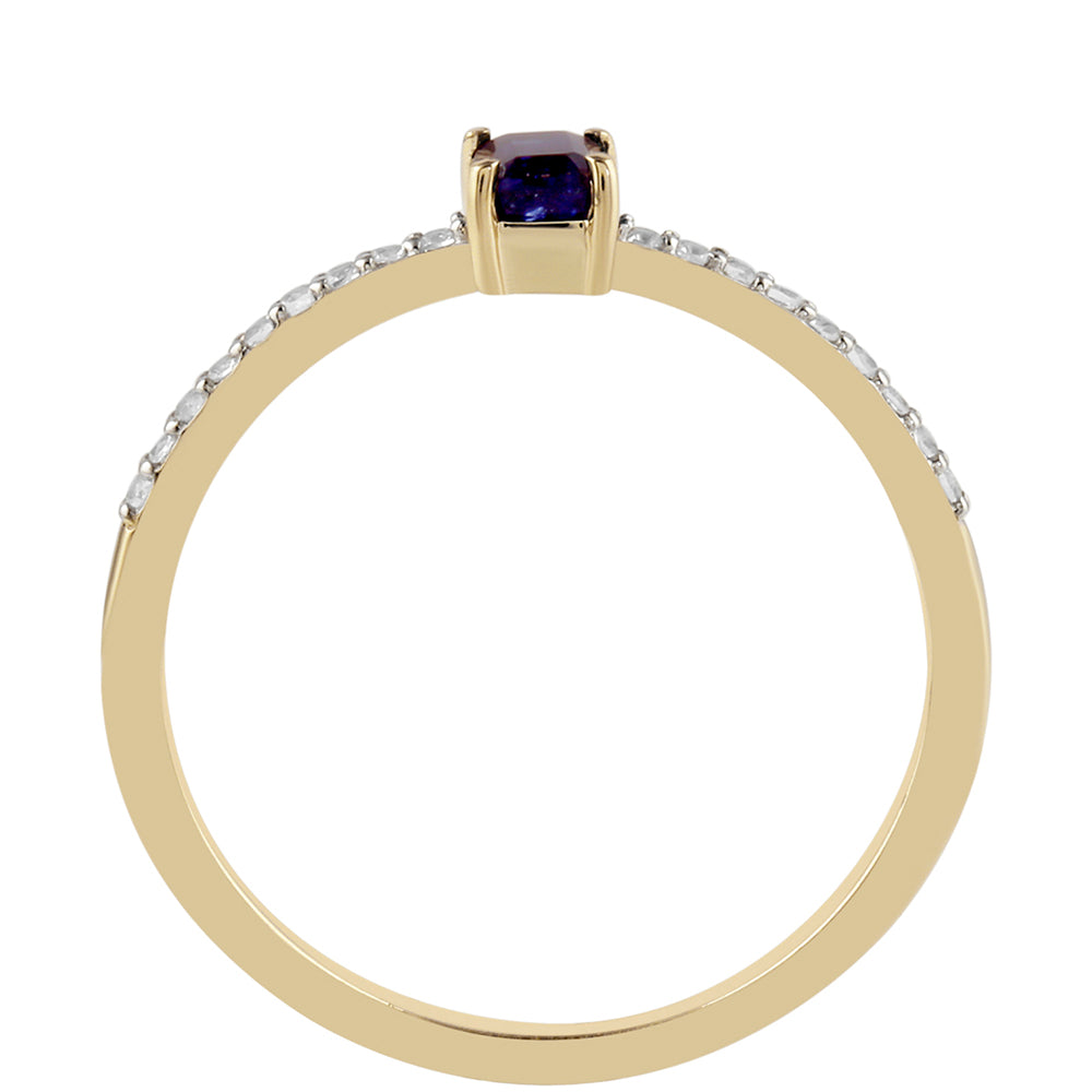 Anillo de Oro 9K con Zafiro de Tailandia y Topacio Blanco