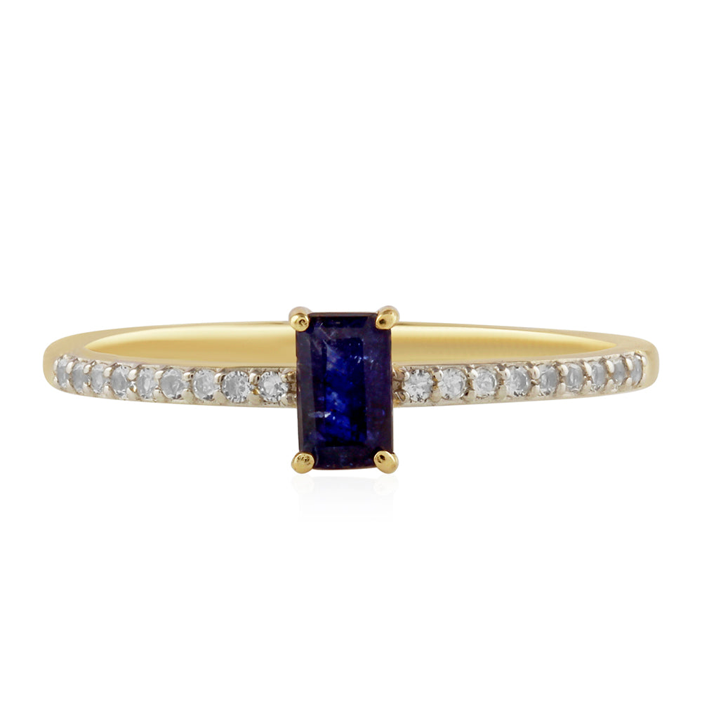 Anillo de Oro 9K con Zafiro de Tailandia y Topacio Blanco