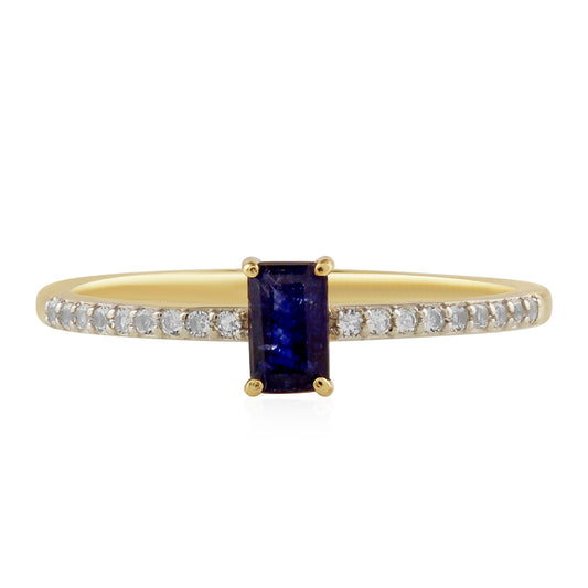 Anillo de Oro 9K con Zafiro de Tailandia y Topacio Blanco