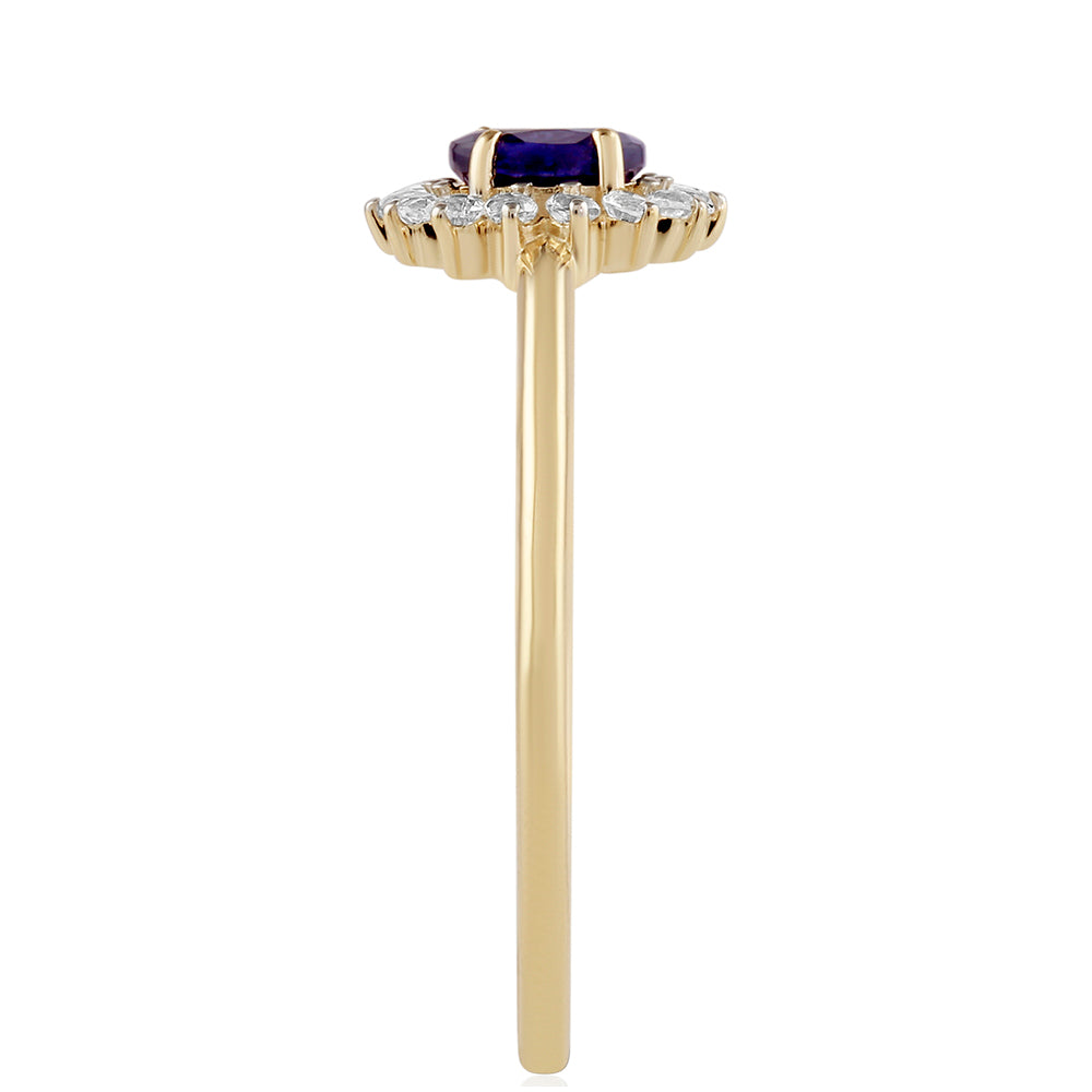 Anillo de Oro 9K con Zafiro de Tailandia y Topacio Blanco 4 