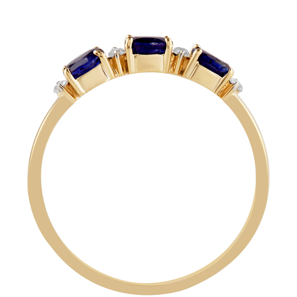 Anillo de Oro 9K con Zafiro de Tailandia y Topacio Blanco