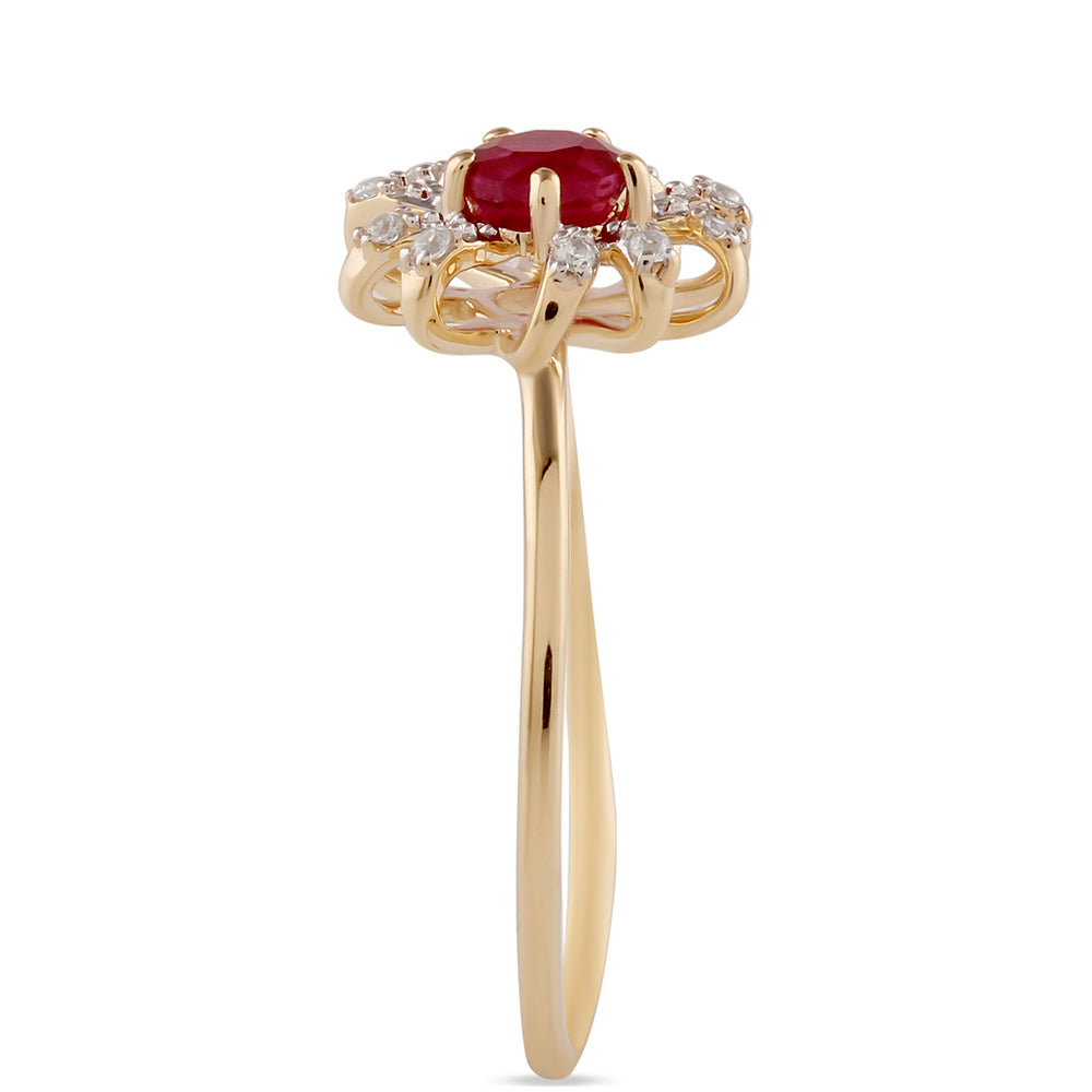 Anillo de Oro 9K con Rubí de Madagascar y Zircón Blanco 4 