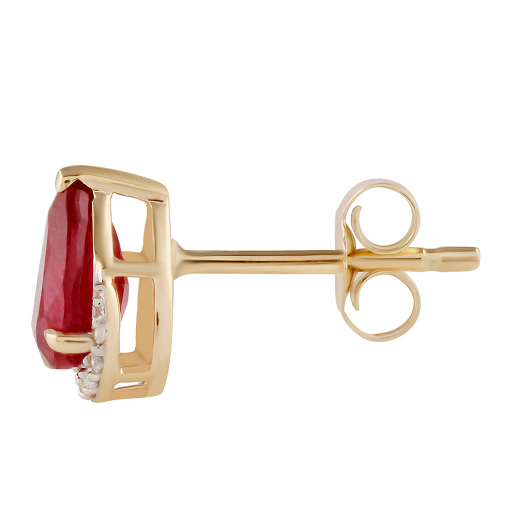 Pendientes de Oro 9K con Rubí de Madagascar y Zircón Blanco 2 