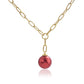 Collar de Plata Bañada en Oro con Perla roja de río