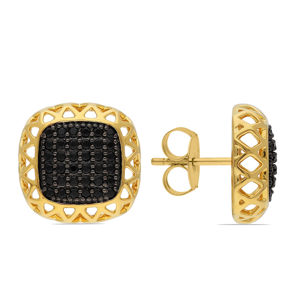 Pendientes de Plata Bañada en Oro con Espinela Negra 1 