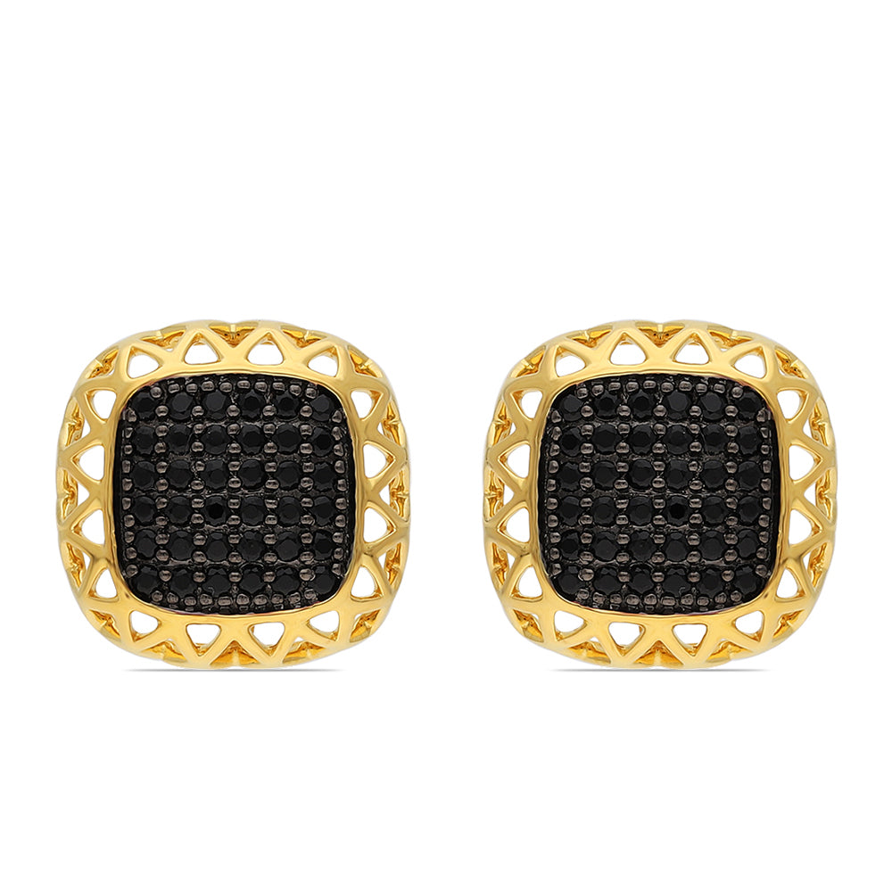 Pendientes de Plata Bañada en Oro con Espinela Negra 2 