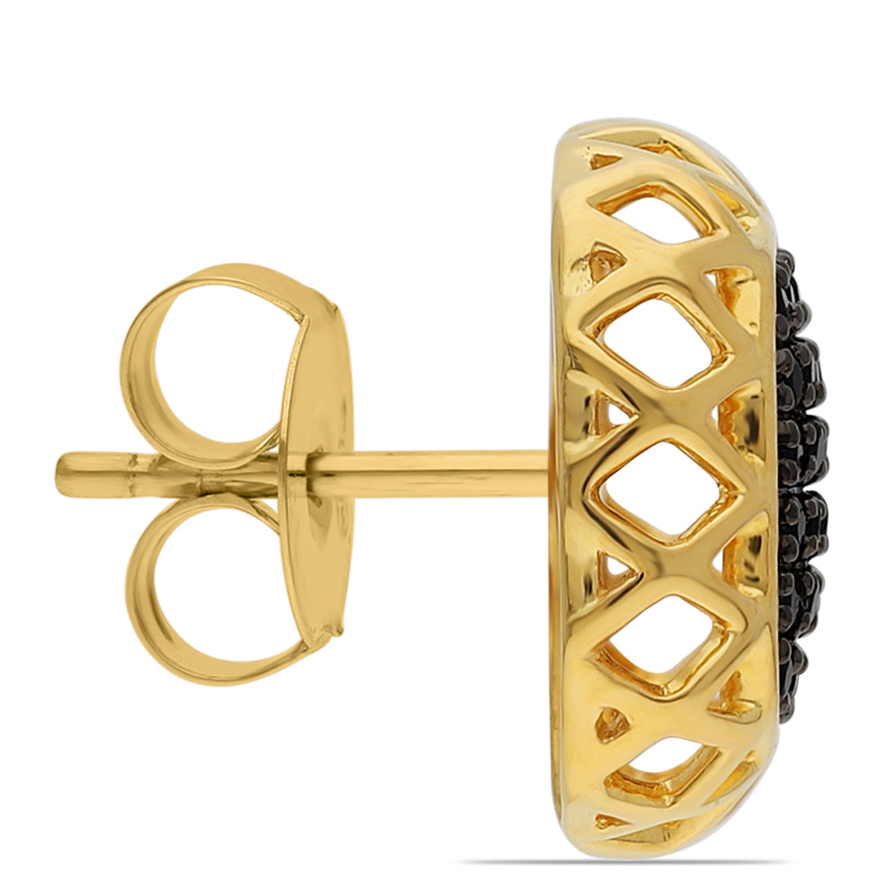 Pendientes de Plata Bañada en Oro con Espinela Negra 3 