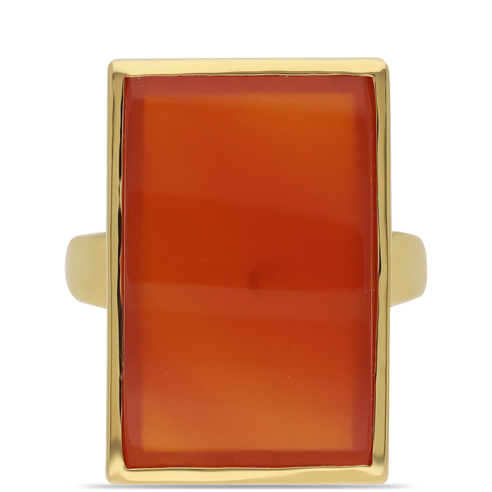 Anillo de Plata Bañada en Oro con Ónice rojo 2 