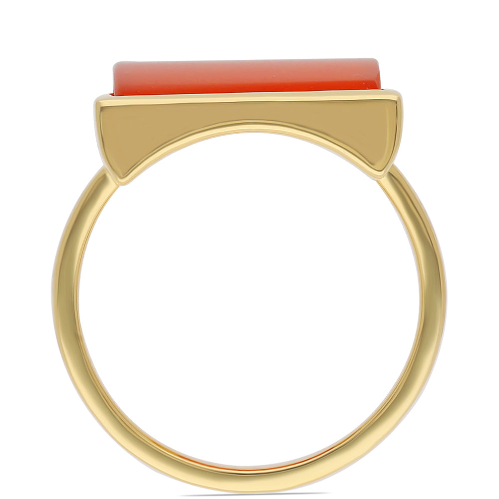 Anillo de Plata Bañada en Oro con Ónice rojo 3 