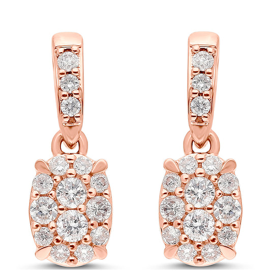 Pendientes de Oro 9K con Diamante Rosa