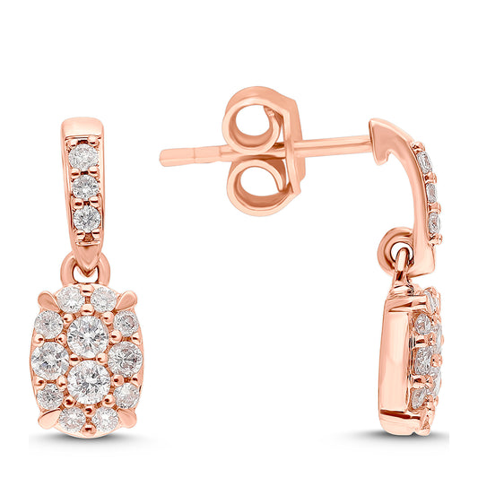 Pendientes de Oro 9K con Diamante Rosa