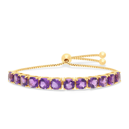 Pulsera de Plata Bañada en Oro con Amatista de Marruecos