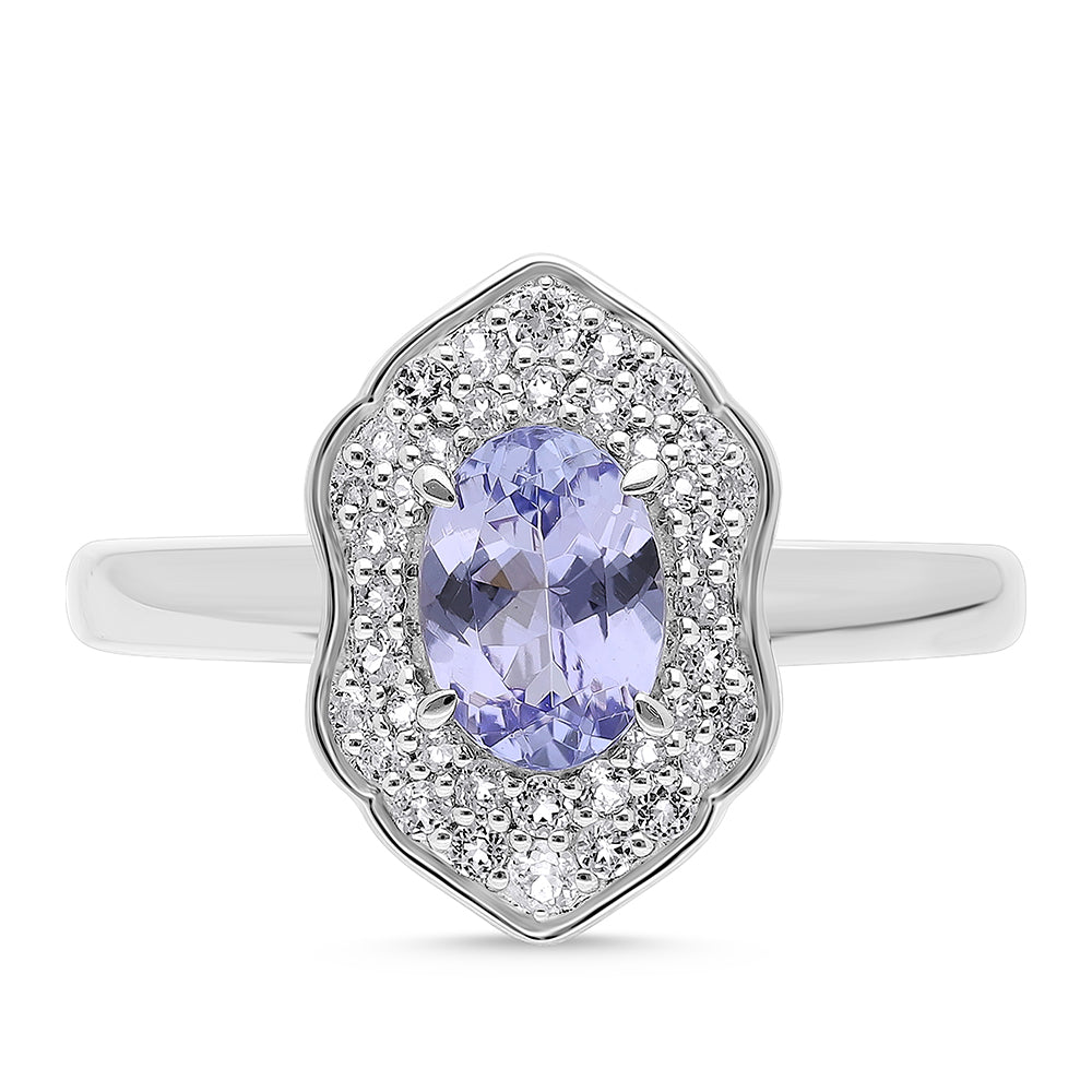 Anillo de Plata con Tanzanita y Topacio Blanco 1 