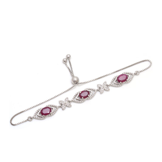Pulsera de Plata con Rubí de Madagascar y Topacio Blanco