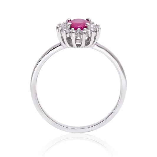 Anillo de Plata con Rubí de Madagascar y Topacio Blanco
