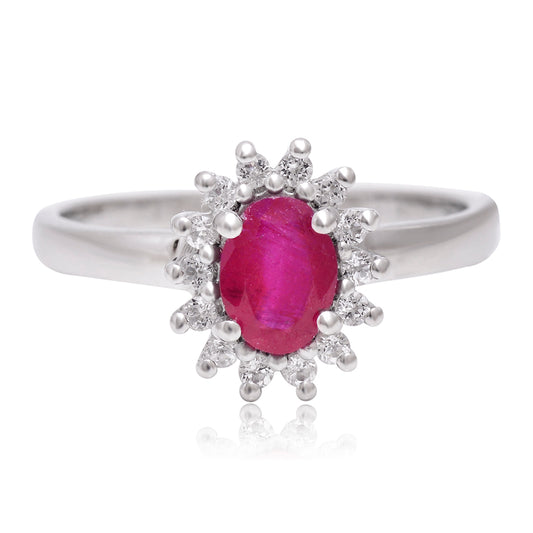 Anillo de Plata con Rubí de Madagascar y Topacio Blanco