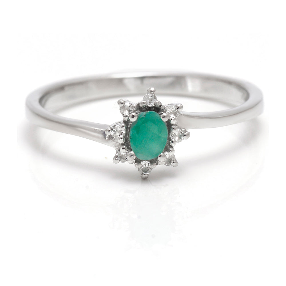 Anillo de Plata con Esmeralda de Brasil y Topacio Blanco 1 