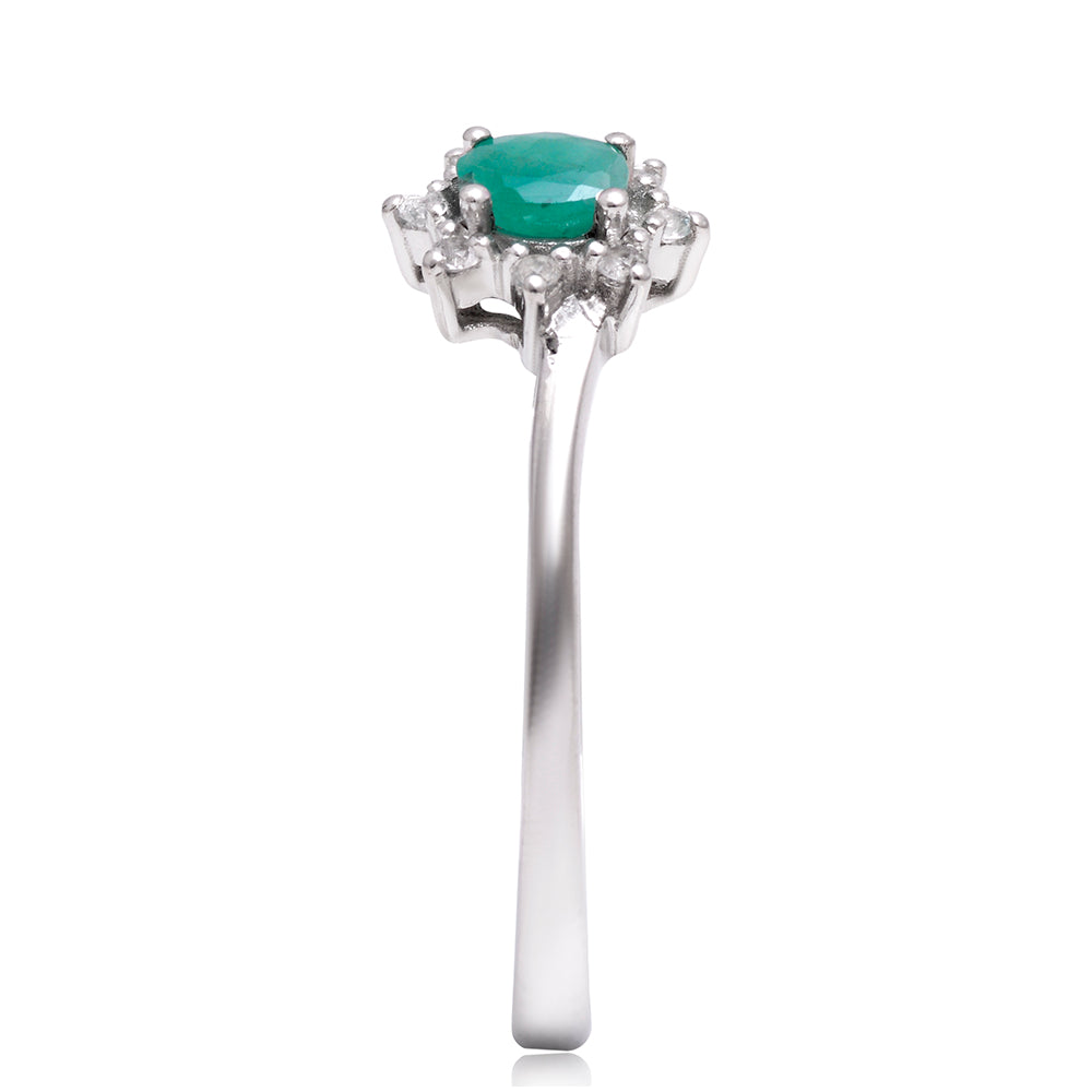 Anillo de Plata con Esmeralda de Brasil y Topacio Blanco 4 