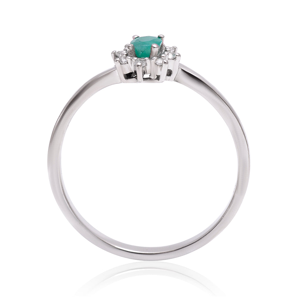 Anillo de Plata con Esmeralda de Brasil y Topacio Blanco 3 