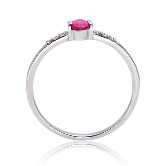 Anillo de Plata con Rubí de Madagascar y Topacio Blanco