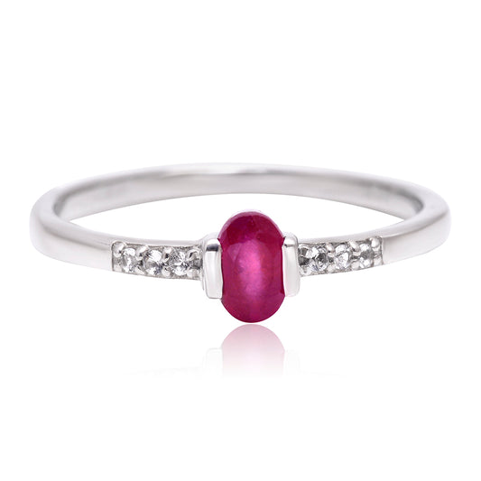 Anillo de Plata con Rubí de Madagascar y Topacio Blanco