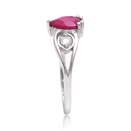 Anillo de Plata con Rubí de Madagascar y Topacio Blanco