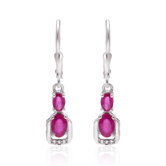 Pendientes de Plata con Rubí de Madagascar y Topacio Blanco