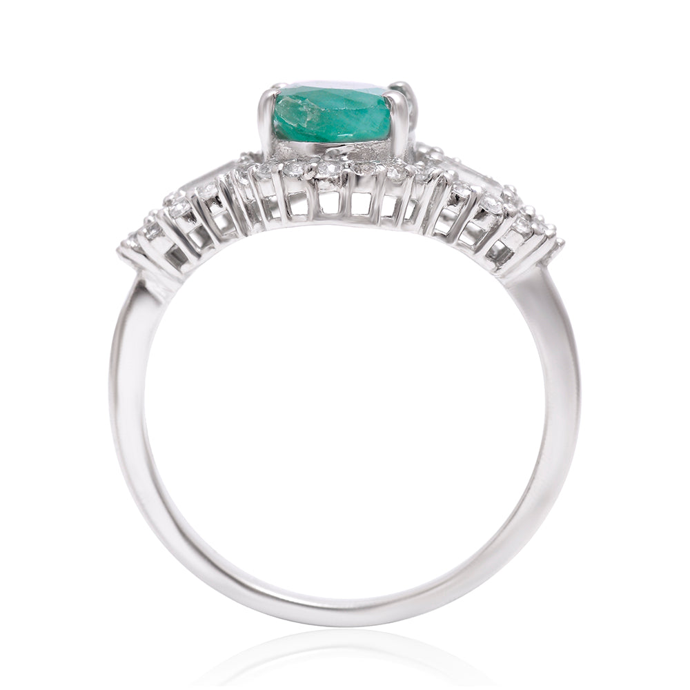 Anillo de Plata con Esmeralda de Brasil y Topacio Blanco 2 