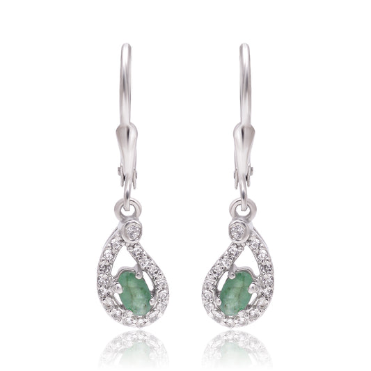 Pendientes de Plata con Esmeralda de Brasil y Topacio Blanco