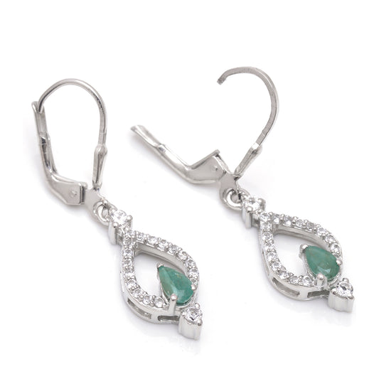 Pendientes de Plata con Esmeralda de Brasil y Topacio Blanco