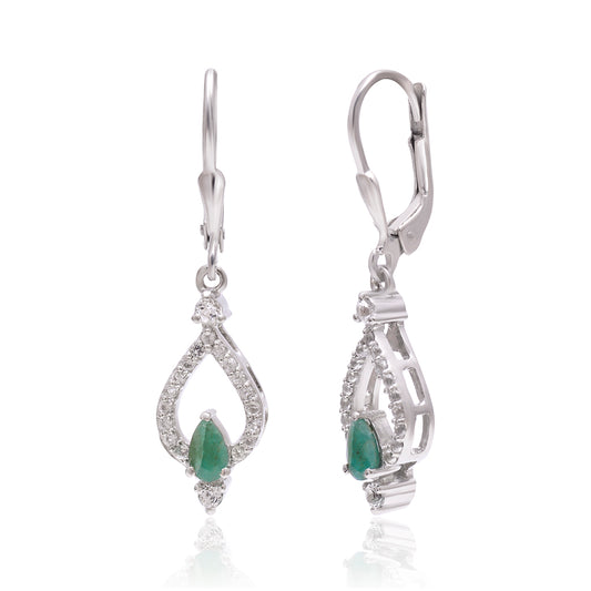 Pendientes de Plata con Esmeralda de Brasil y Topacio Blanco