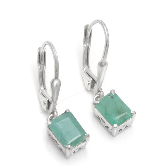 Pendientes de Plata con Esmeralda de Brasil