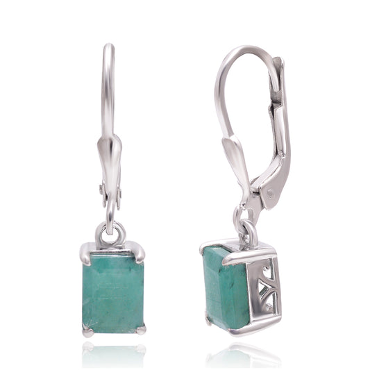 Pendientes de Plata con Esmeralda de Brasil