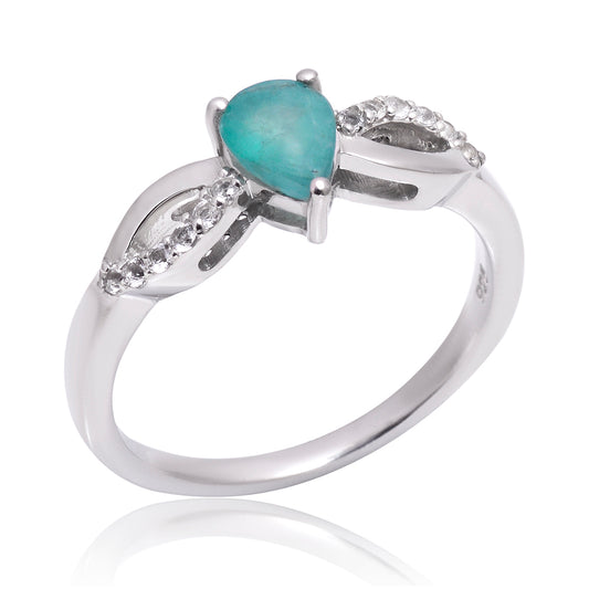 Anillo de Plata con Esmeralda de Brasil y Topacio Blanco