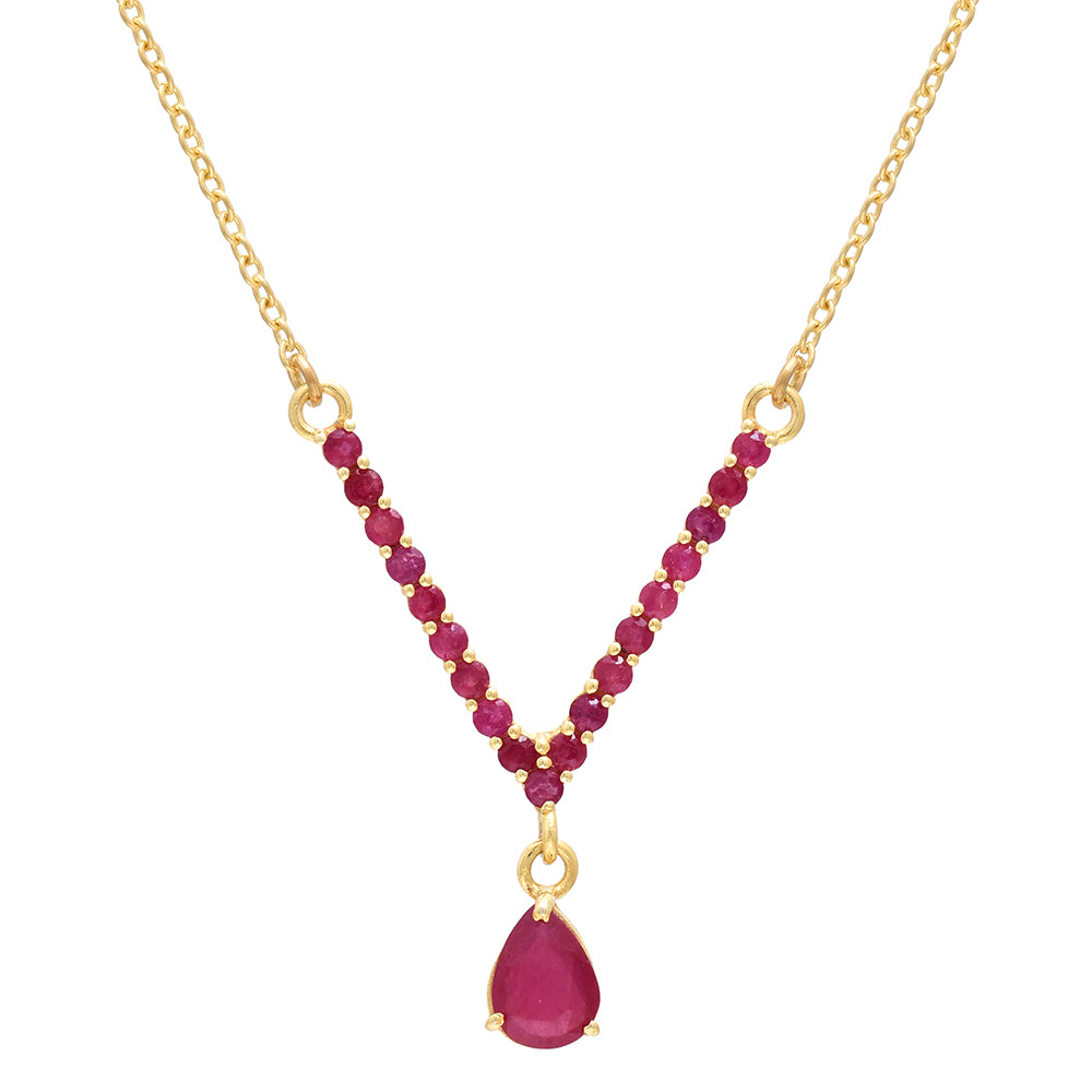 Collar de Plata Bañada en Oro con Rubí de Madagascar 1 