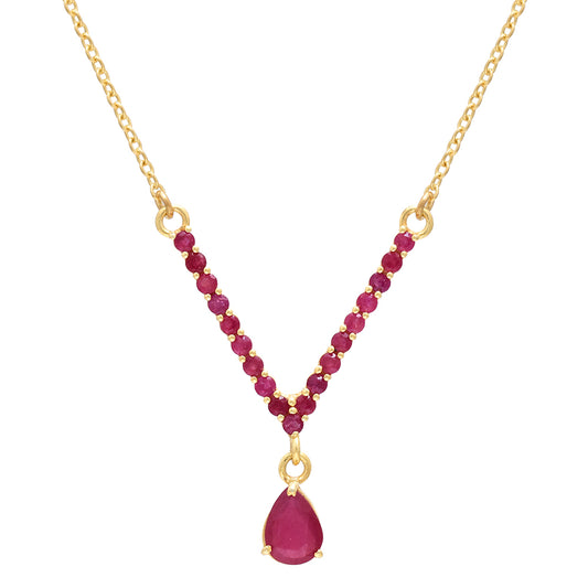 Collar de Plata Bañada en Oro con Rubí de Madagascar