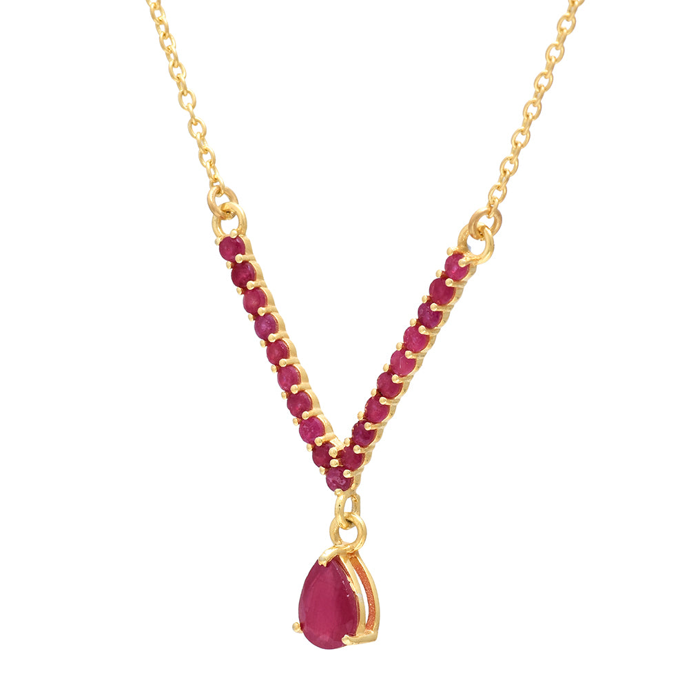 Collar de Plata Bañada en Oro con Rubí de Madagascar 2 