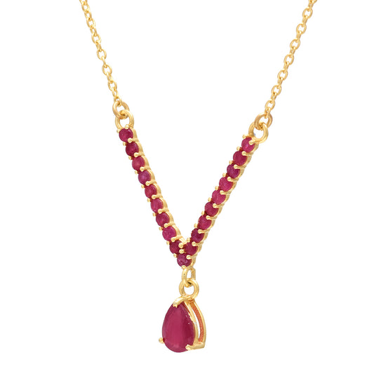 Collar de Plata Bañada en Oro con Rubí de Madagascar