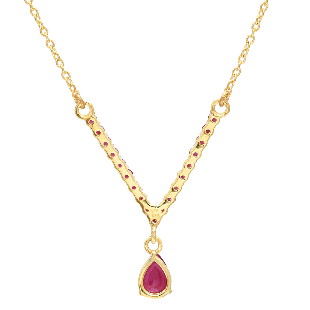 Collar de Plata Bañada en Oro con Rubí de Madagascar 3 