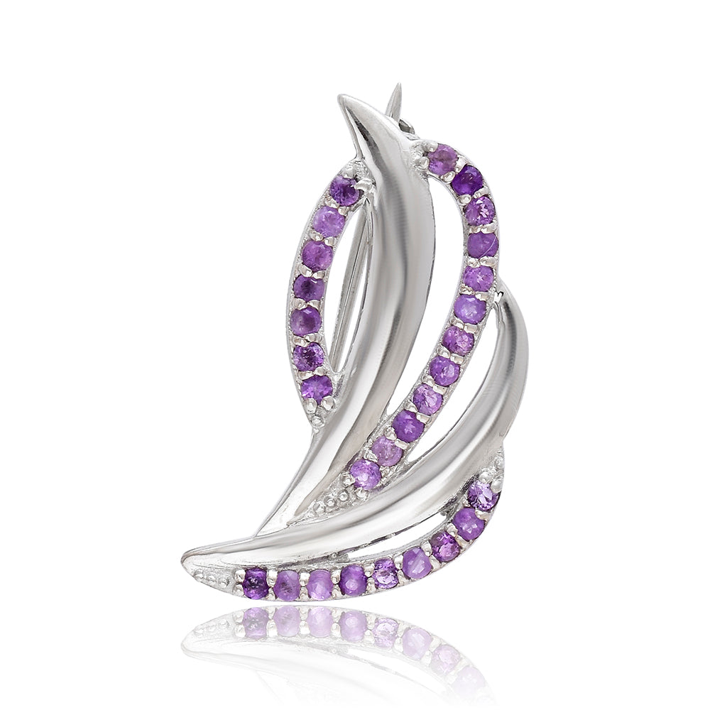 Broche de Plata con Amatista de Marruecos