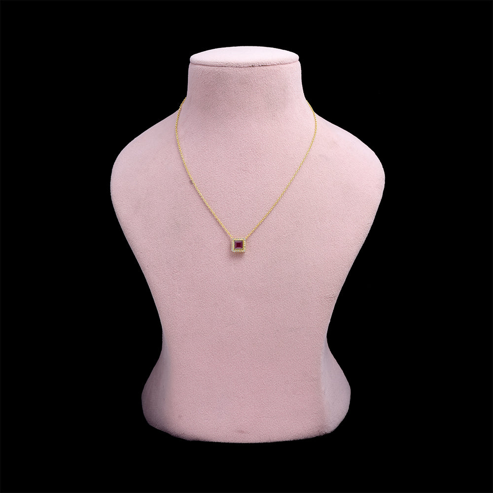 Collar de Plata Bañada en Oro con Rubí de Madagascar y Topacio Blanco