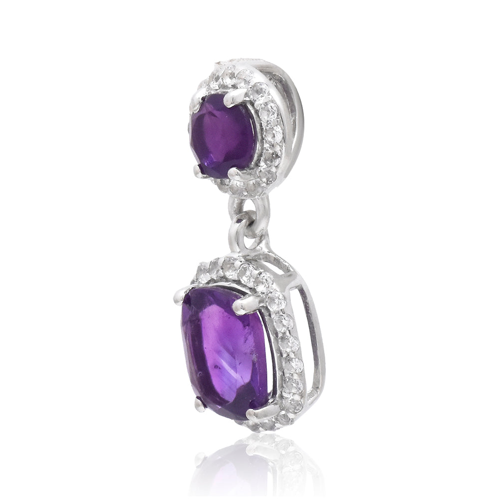 Colgante de Plata con Amatista de Marruecos y Topacio Blanco 3 