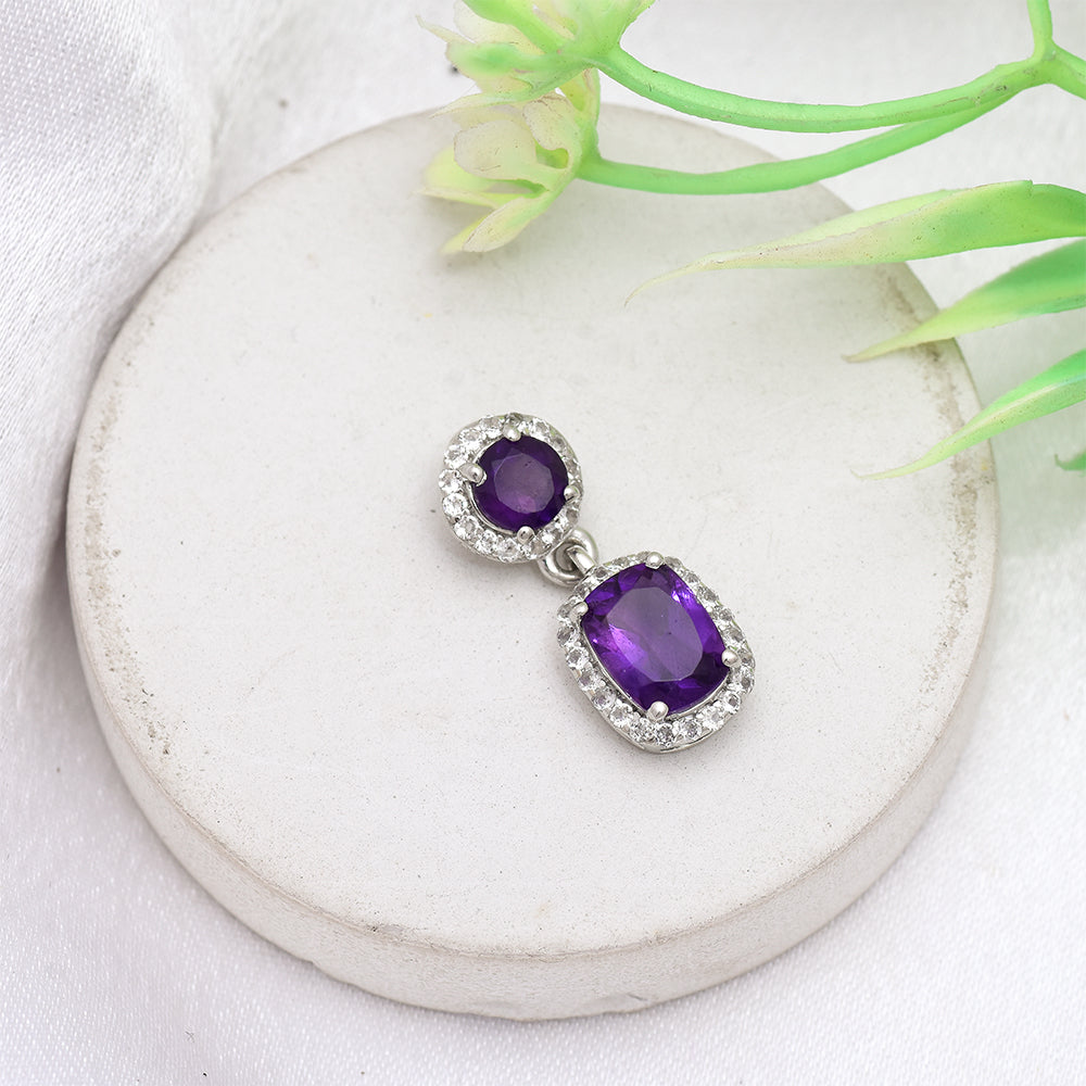 Colgante de Plata con Amatista de Marruecos y Topacio Blanco 1 