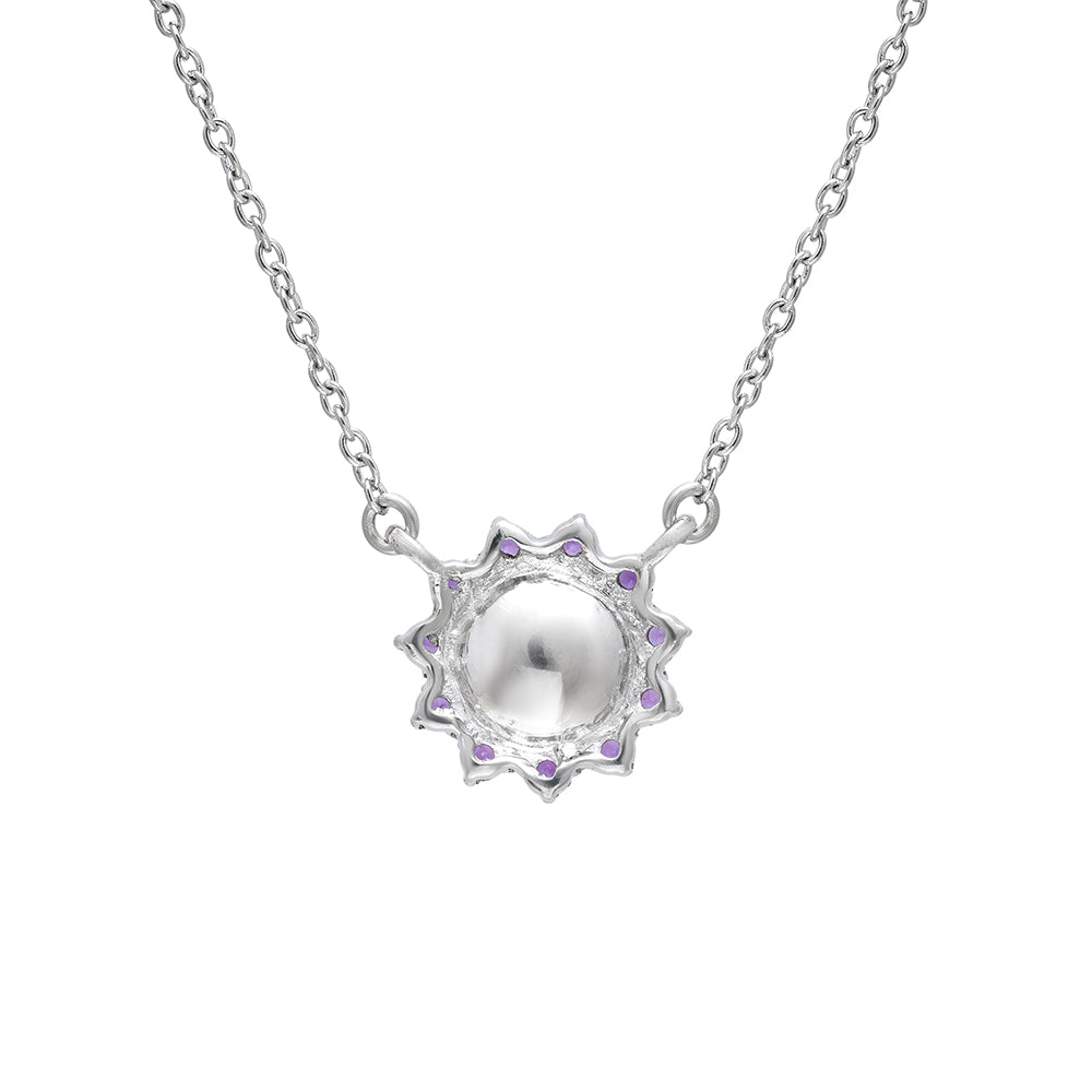 Collar de Plata con Amatista de Marruecos y Perla blanca de agua dulce