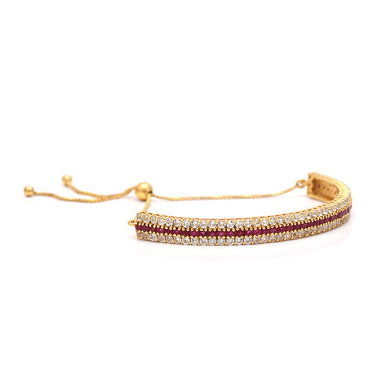 Pulsera de Plata Bañada en Oro con Rubí de Madagascar y Topacio Blanco