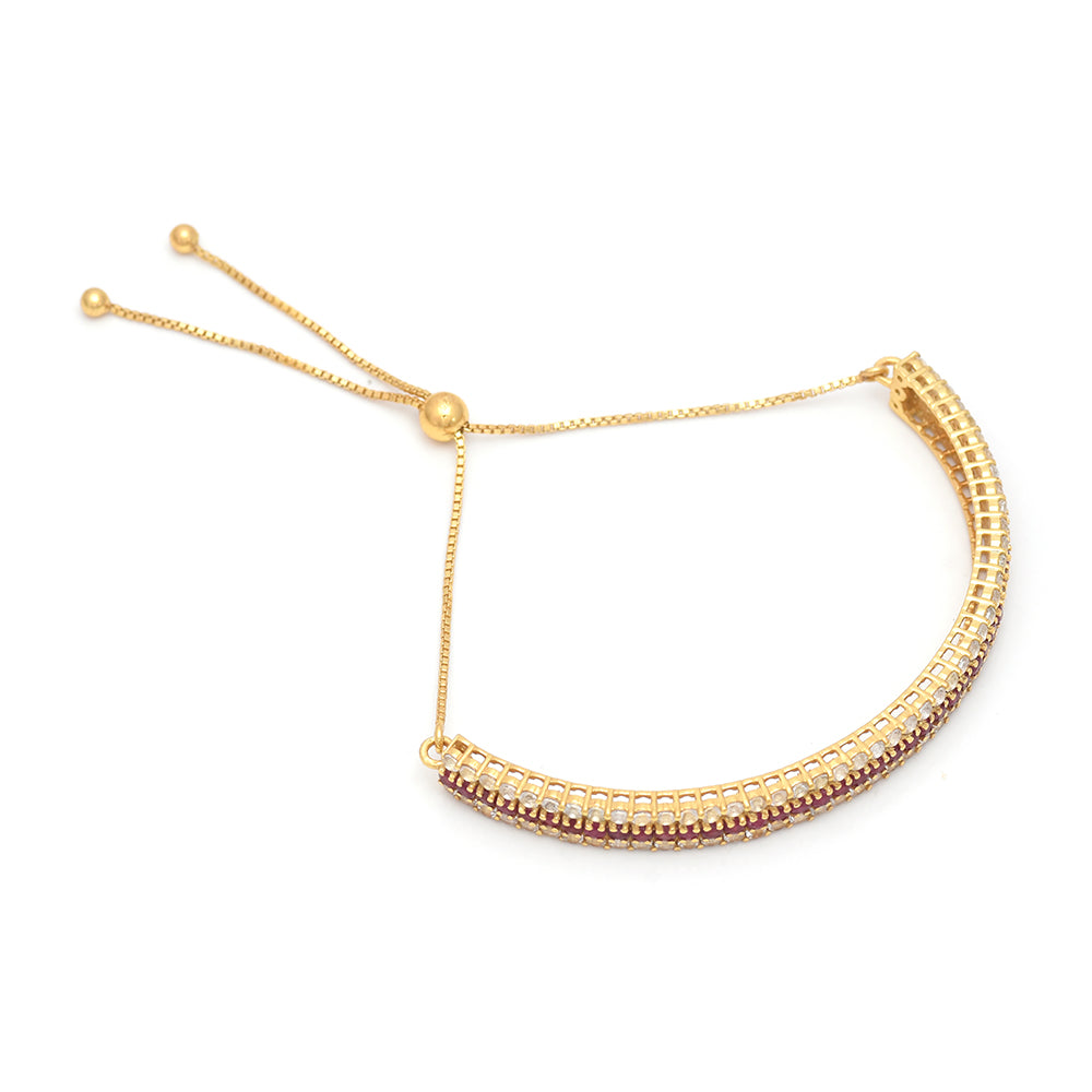 Pulsera de Plata Bañada en Oro con Rubí de Madagascar y Topacio Blanco