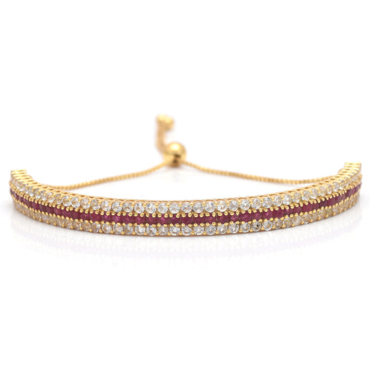 Pulsera de Plata Bañada en Oro con Rubí de Madagascar y Topacio Blanco