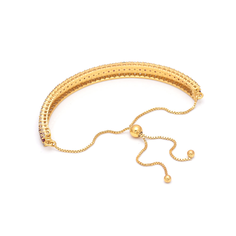 Pulsera de Plata Bañada en Oro con Rubí de Madagascar y Topacio Blanco